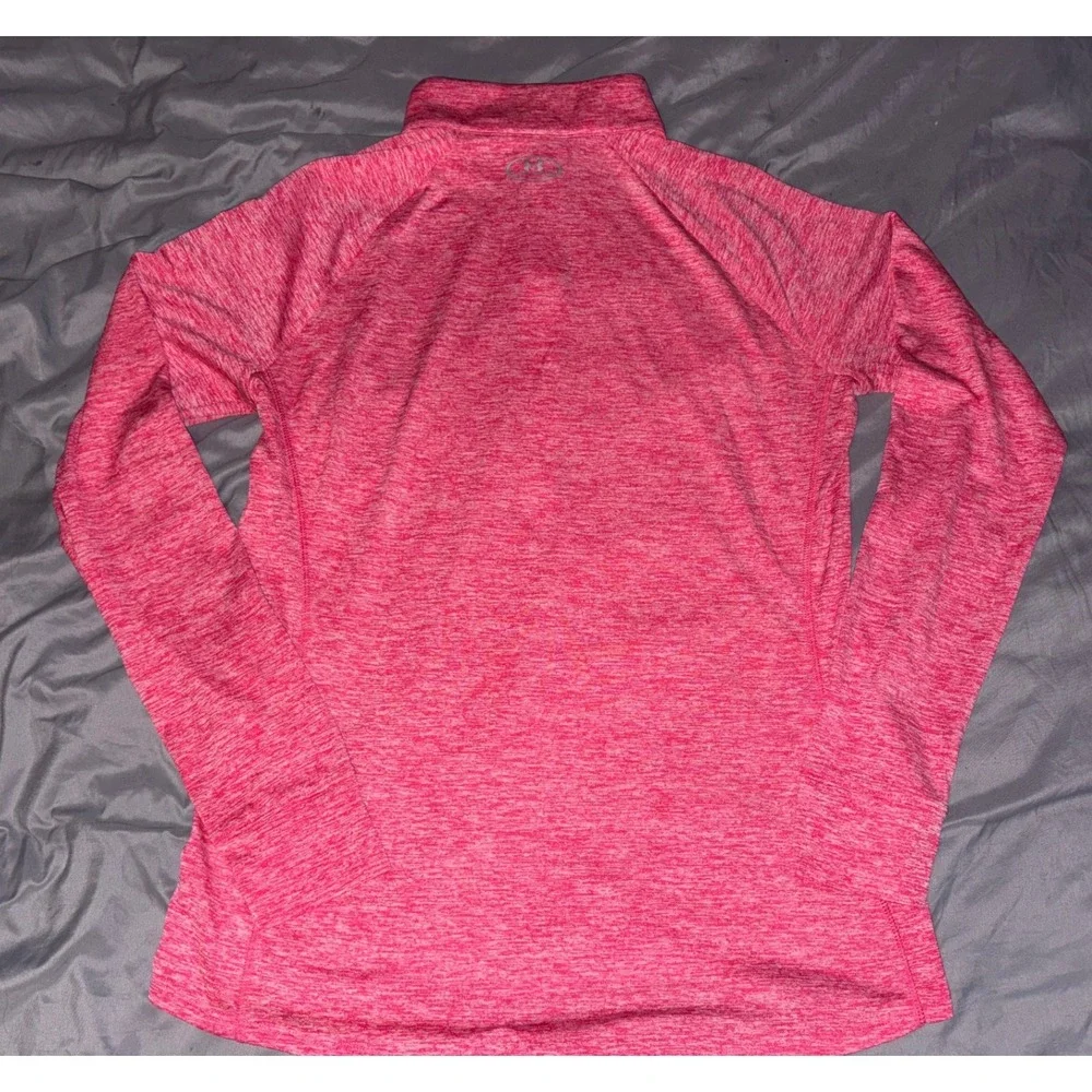 Under Armour HeatGear Women's Heather Red Loose Fit 1/4 Zip Pullover, Size L - Picture 3 of 7
